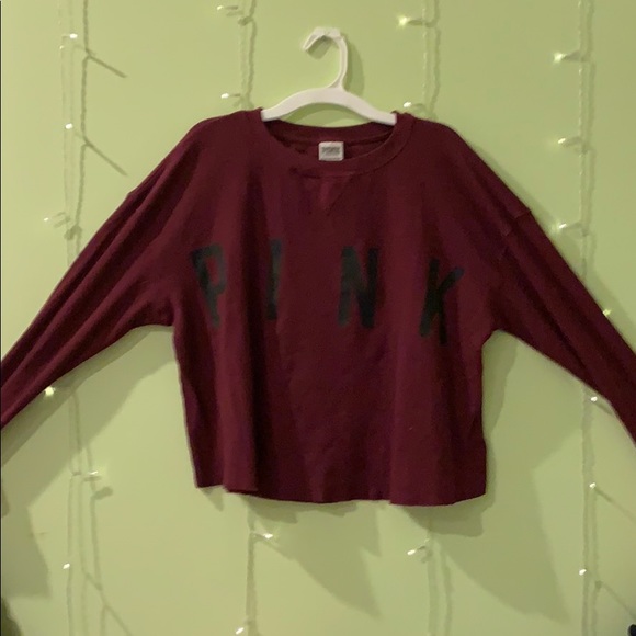 Maroon PINK long sleeve crop top - Picture 1 of 4